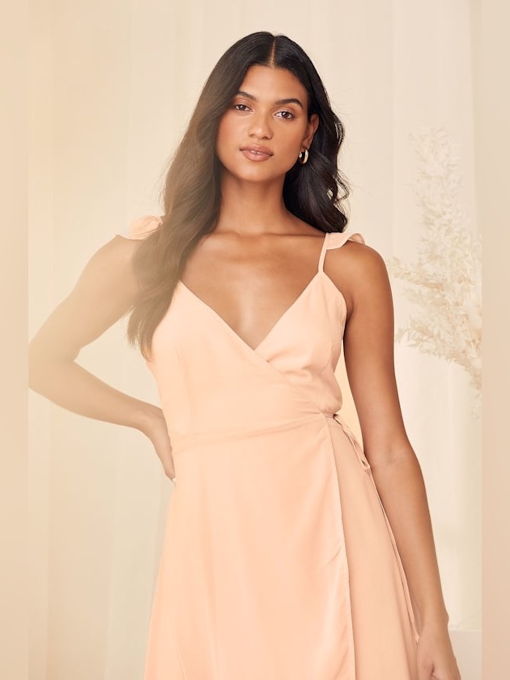 LULUS Here's to Us Blush Pink High-Low Wrap Dress - Picture 2 of 3